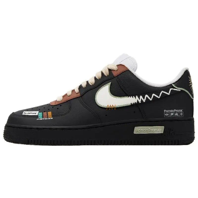 [Custom Men's Inca Tribe S-BOX]Nike Air Force 1 Low-Top Skateboard Shoes Men's Black White