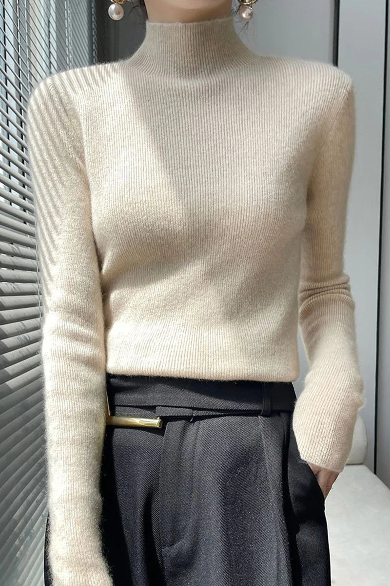 Solid Sweater Women Half Turtleneck Knitted Pullovers Harajuku Korean Thick Knitwear Autumn Winter Fashion Slim Jumpers
