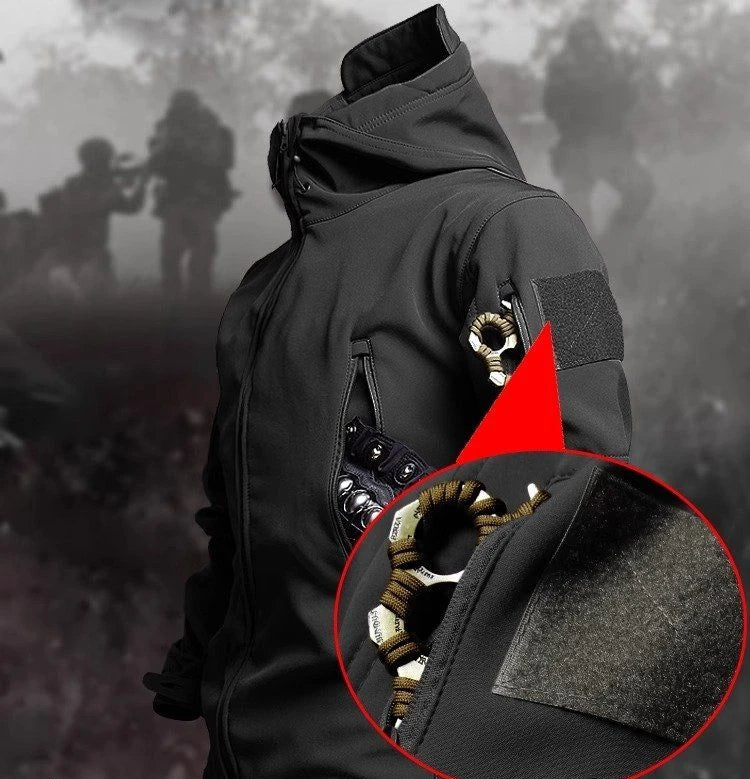 Mens Camo Tactics Set Army Sharkskin Waterproof Hooded Jacket Winter Fleece Work Cargo Suit Multi-pocket Softshell Casual Pants