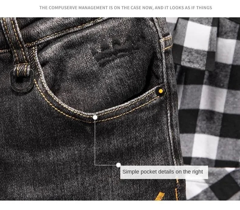 Fashion High-end Korean Luxury Streetwear Punk Casual Slim Fit Denim Jeans for Spring and Autumn with 3D Embroidery Design Jeans