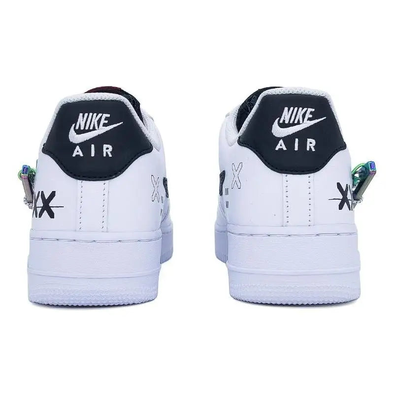 [Custom White and Black Print Collection 2]Nike Air Force 1 Skateboard Shoes Men Low-Top White Black
