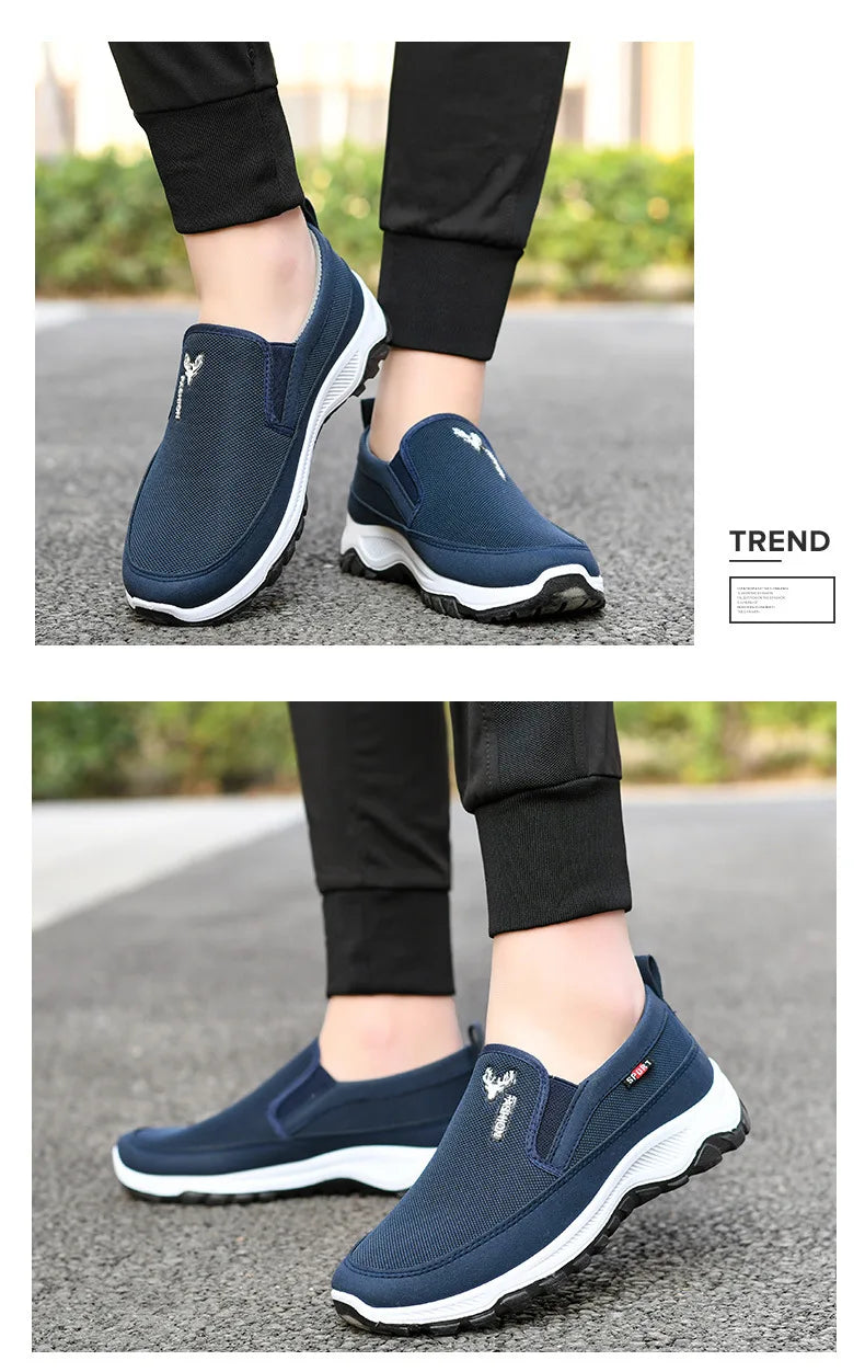 Men Running Hiking Sneakers Breathable Orthopedic Travel Plimsolls Slip On Comfortable for Outdoor Activity Hiking Walking