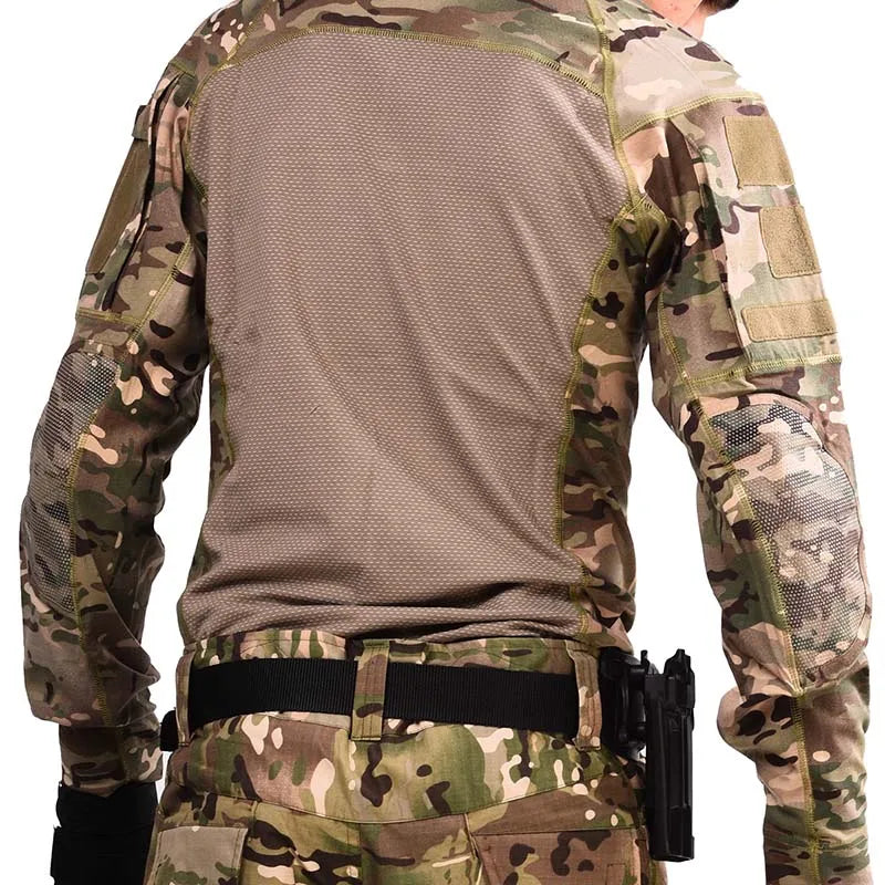 Tactical Shirts Combat Shirt Men Clothing Elasticity Man Shirt wear-resisting Camo T Shirt Long Shirt Hunting Clothes