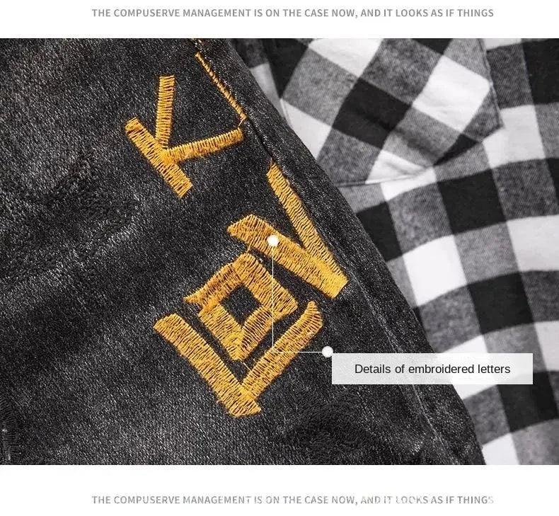 Fashion High-end Korean Luxury Streetwear Punk Casual Slim Fit Denim Jeans for Spring and Autumn with 3D Embroidery Design Jeans