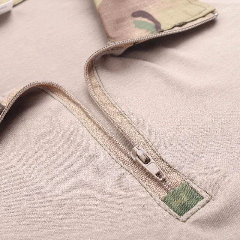 Outdoor Long Sleeve Tactical Shirts CP Combat Shirt 1/4 Zipper Ripstop Cotton Wear-resisting Camo Airsoft T Shirts Men Clothing