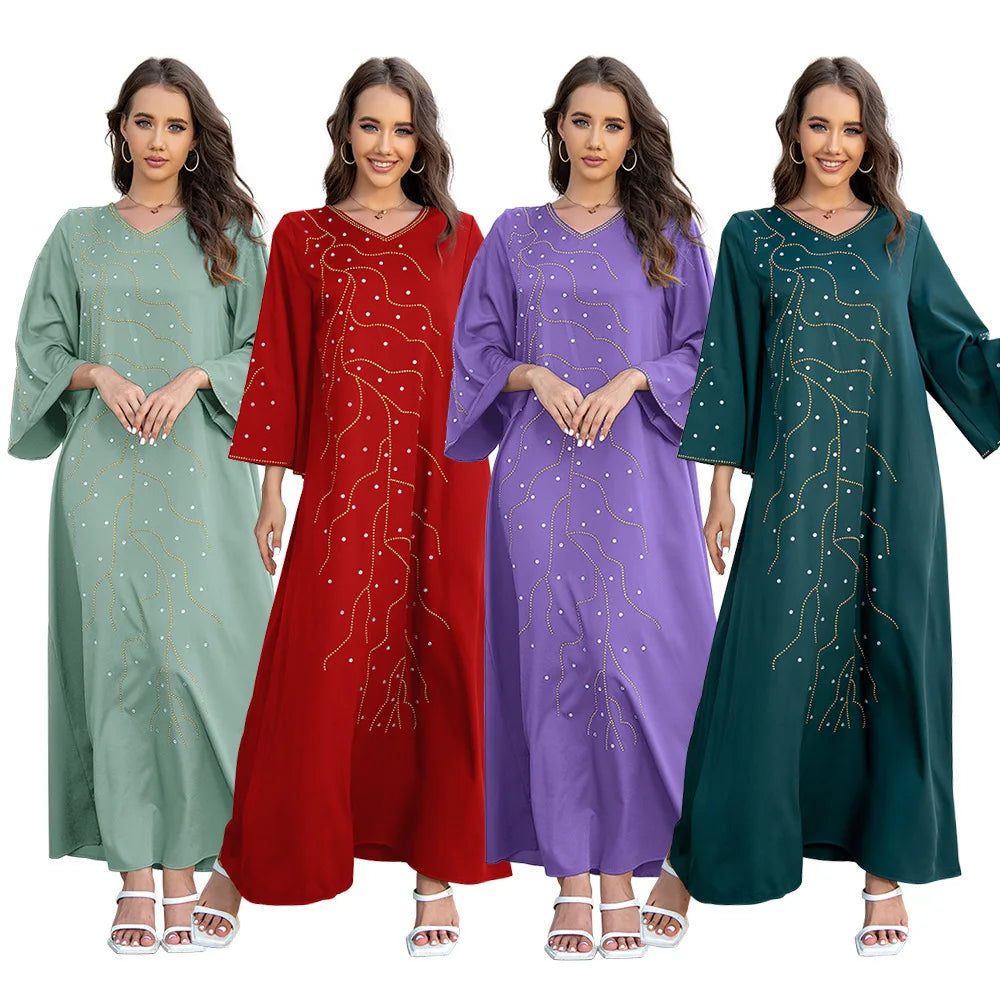 Middle East Evening Dress Set for Women, Muslim Fashion, Islamic Women's Gown, Ramadan, Dubai, Saudi Arabian, New, 2 Pcs