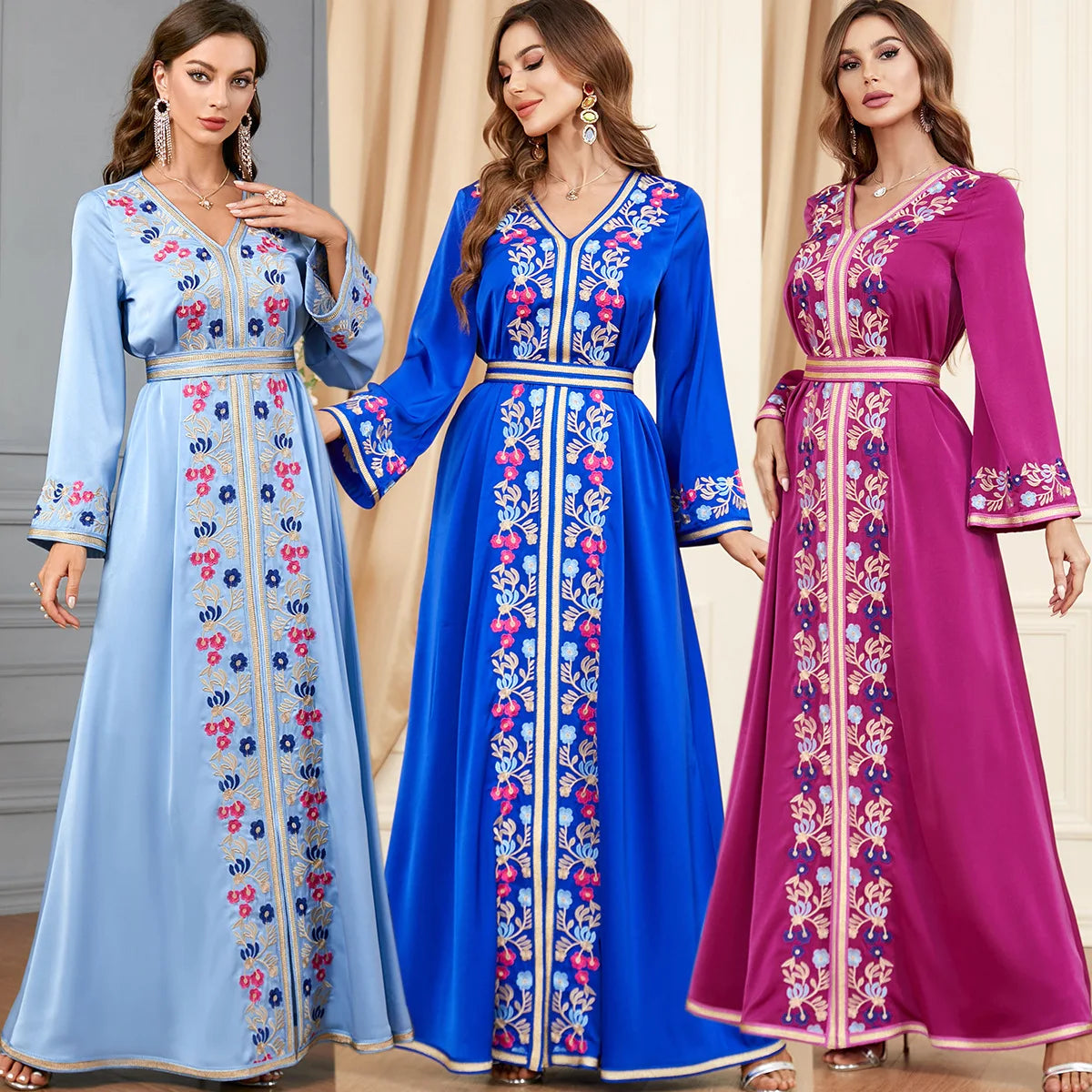 Middle East Evening Dress Set for Women, Muslim Fashion, Islamic Women's Gown, Ramadan, Dubai, Saudi Arabian, New, 2 Pcs