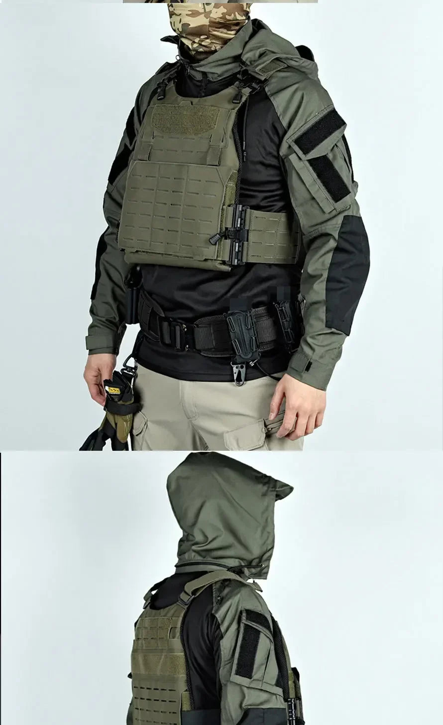 Tactical Shirts Men Long Sleeve Breathable T-shirt Camo Hooded Quick-dry Paintball T-Shirt Tops Wear-resisting