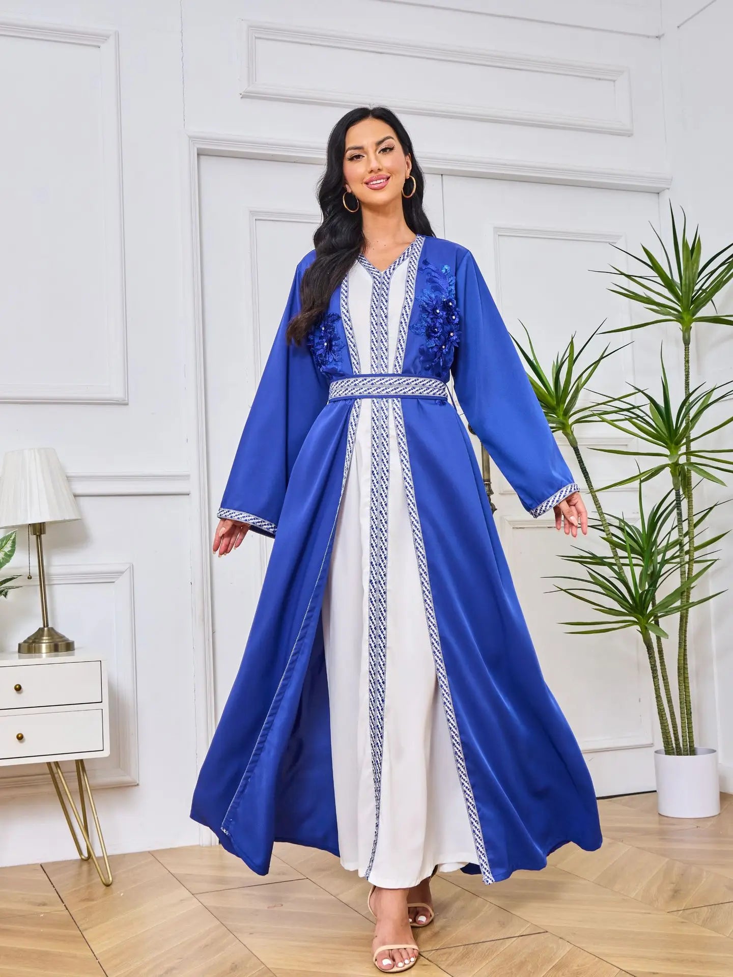 Middle East Evening Dress Set for Women, Muslim Fashion, Islamic Women's Gown, Ramadan, Dubai, Saudi Arabian, New, 2 Pcs