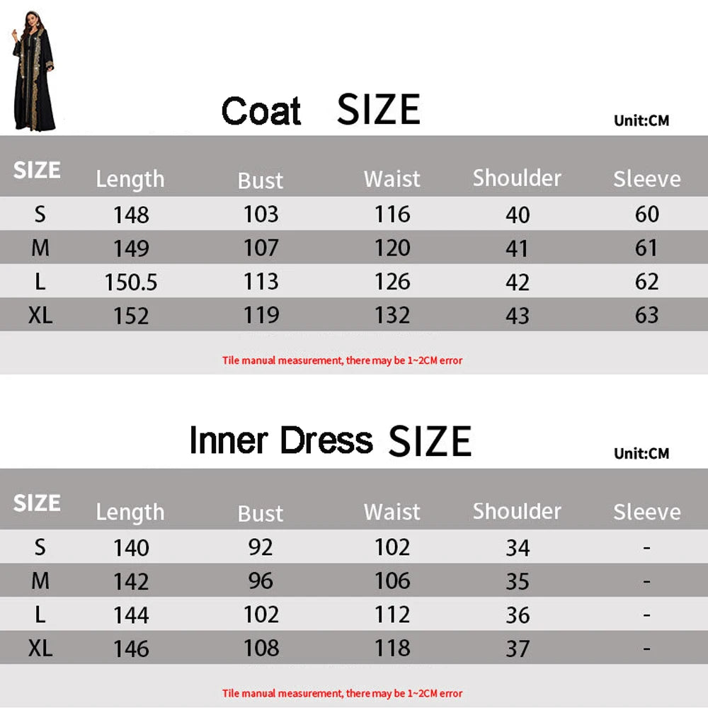 Dubai Morocco Women Long Dress Kimono Open Abaya Muslim Matching Set 2 Pieces Eid Ramadan Kaftan Turkey Islam Clothing Musulman