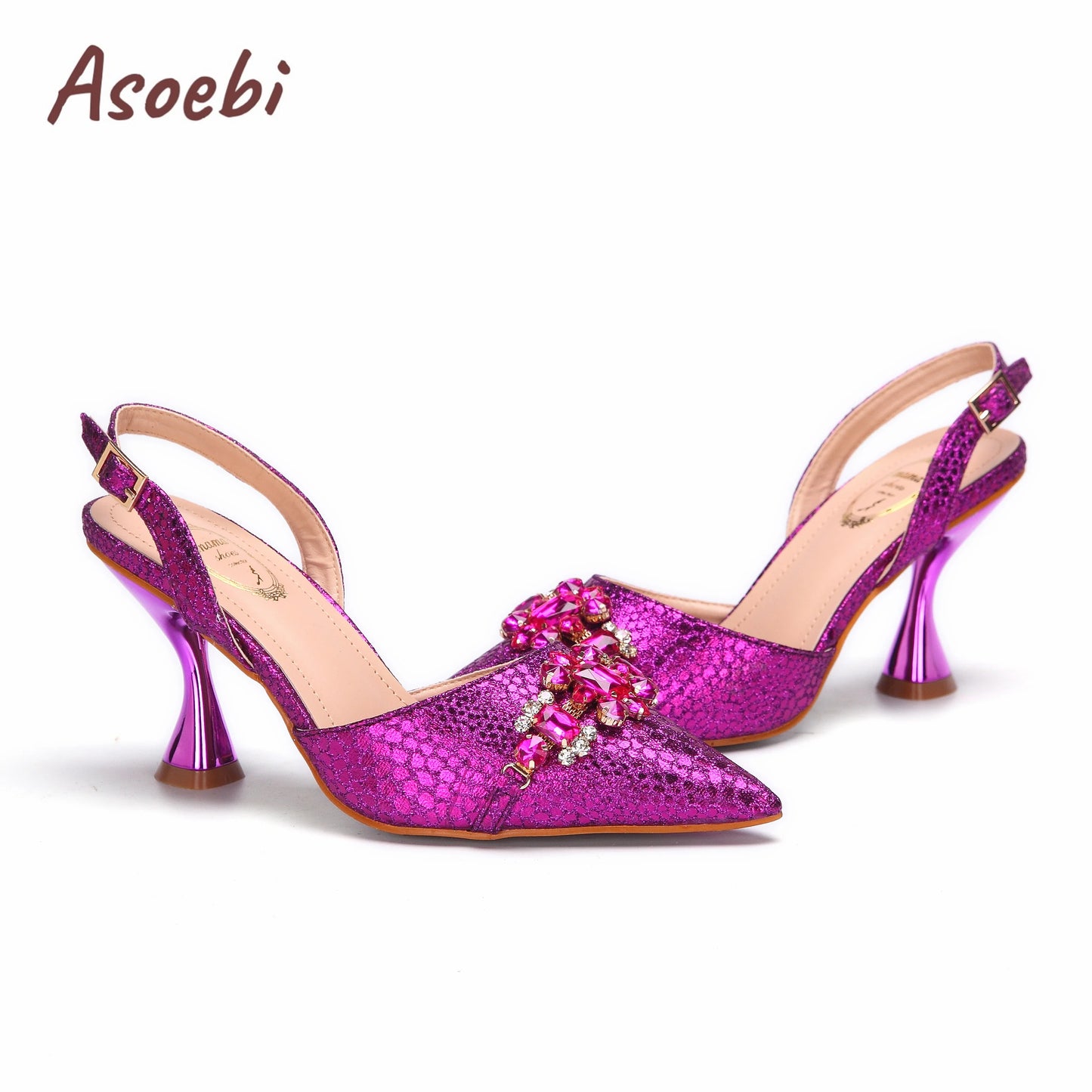 Gold Sandals for Women 2024 Luxury Wedding Pumps High Heels Rhinestone Design Party Shoes and Bags Set for Wedding Party