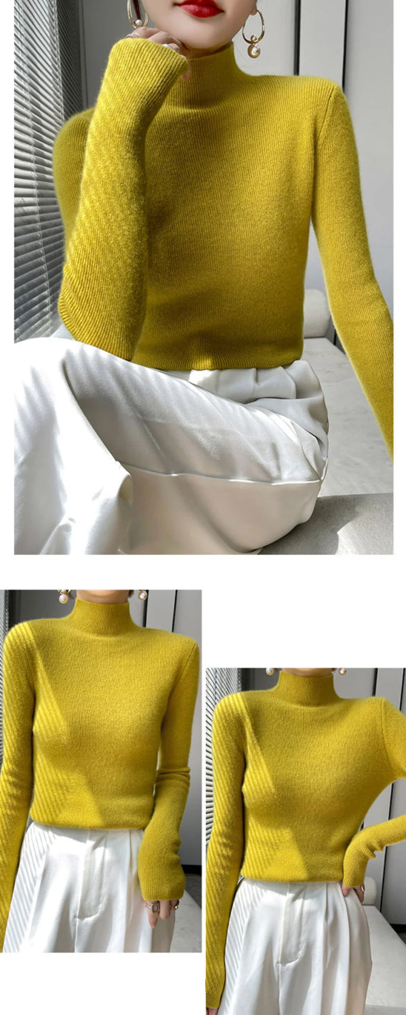 Solid Sweater Women Half Turtleneck Knitted Pullovers Harajuku Korean Thick Knitwear Autumn Winter Fashion Slim Jumpers