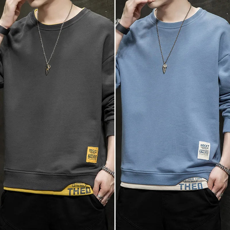 2023 Spring Autumn Men Hoodies Fashion Men Long Sleeve Sweatshirt Patchwork Hoodie Letter Print Quality Jogger Pullovers Male