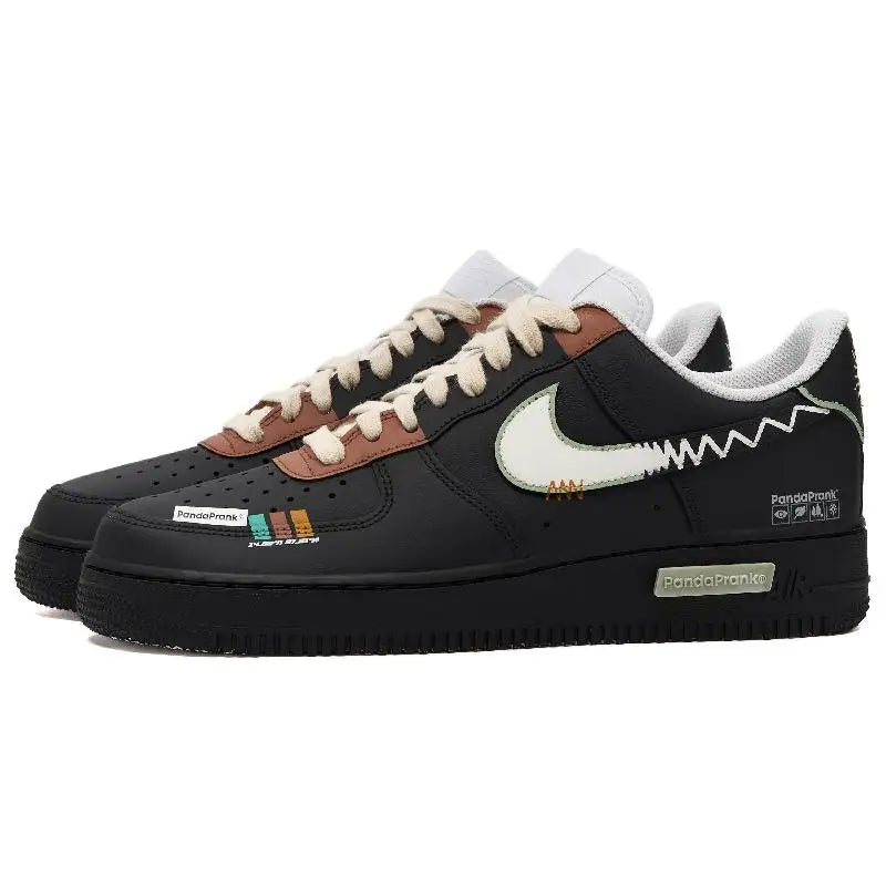 [Custom Men's Inca Tribe S-BOX]Nike Air Force 1 Low-Top Skateboard Shoes Men's Black White
