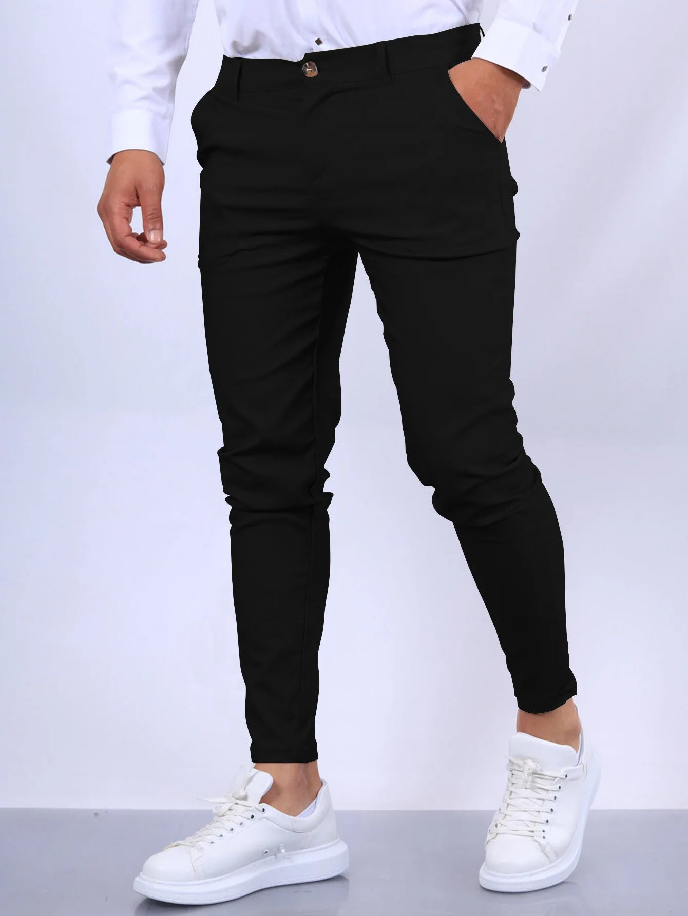 Solid Color Fashion Men's Pants Europe and the United States England Wind Calf Pants Four Seasons Comfortable Casual Formal Pant