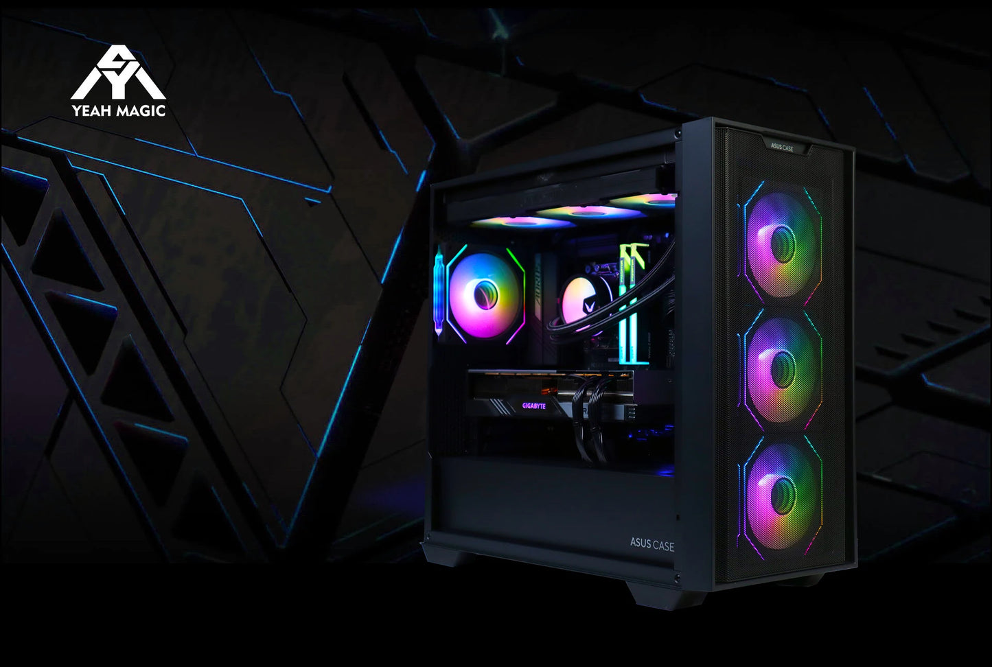 YEAH MAGIC Gaming Desktop PC AMD R7 7800X3D 7800XT DDR5 6000MHz 32G 1TB M.2 SSD Windows 11 Home 850W PSU Office Business WIFI