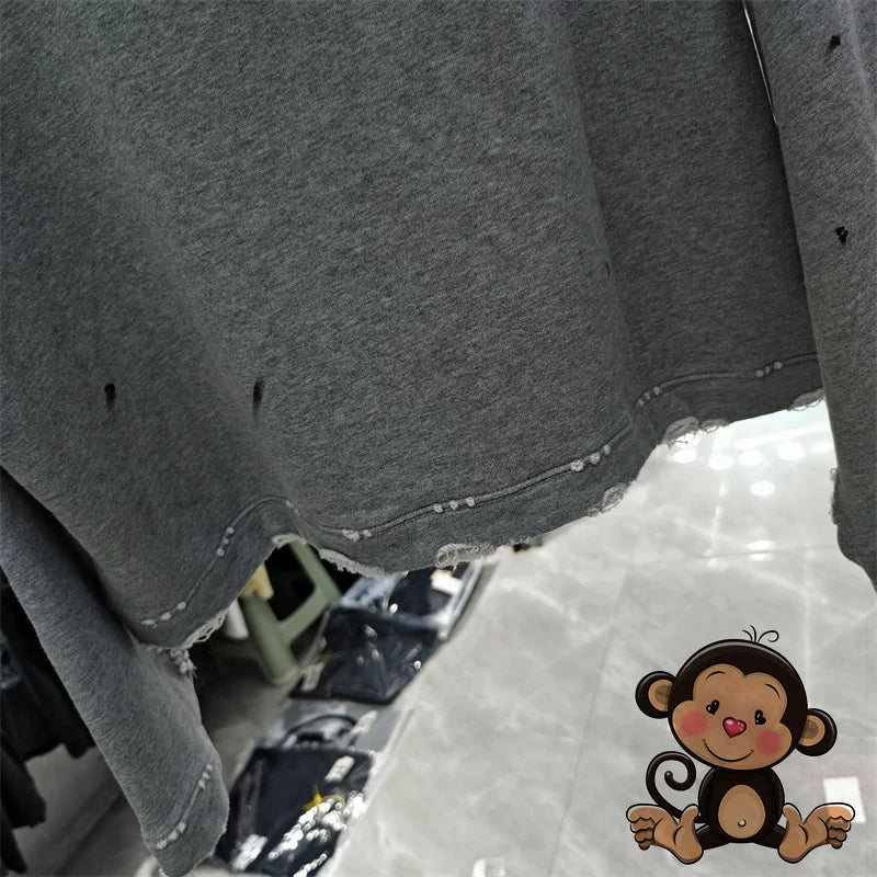 Washed Blue Best Quality 1:1 ERD Men's Hoodie Thick and Loose Enfants Riches D é Prim é s Printed Sweatshirt
