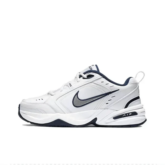 Nike Air Monarch IV White Navy Retro Versatile Casual Men Women Daddy Shoes Running Shoes Anti-Slip Hard-Wearing 415445-102