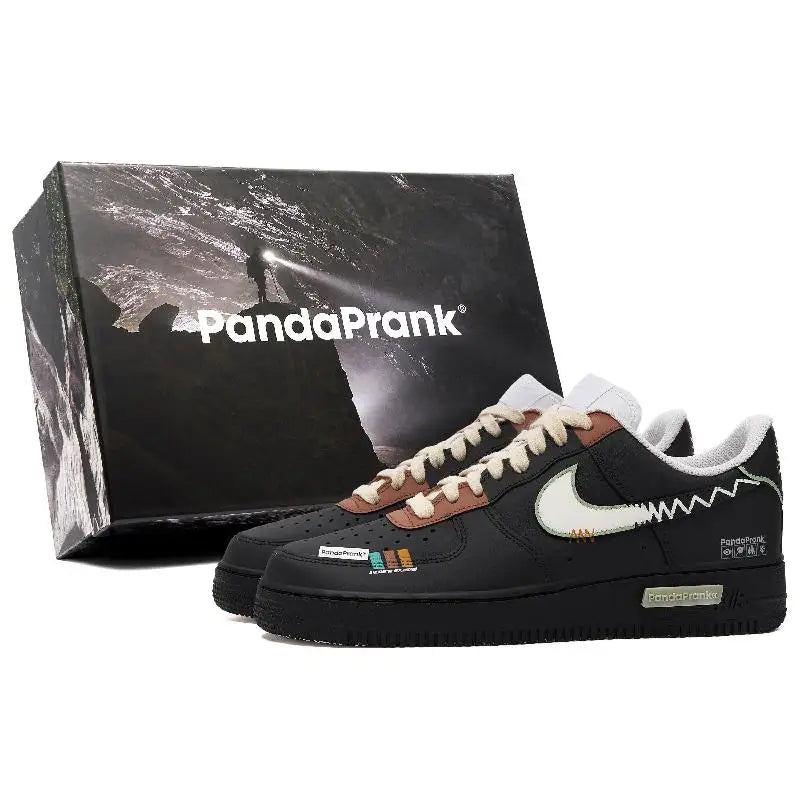 [Custom Men's Inca Tribe S-BOX]Nike Air Force 1 Low-Top Skateboard Shoes Men's Black White
