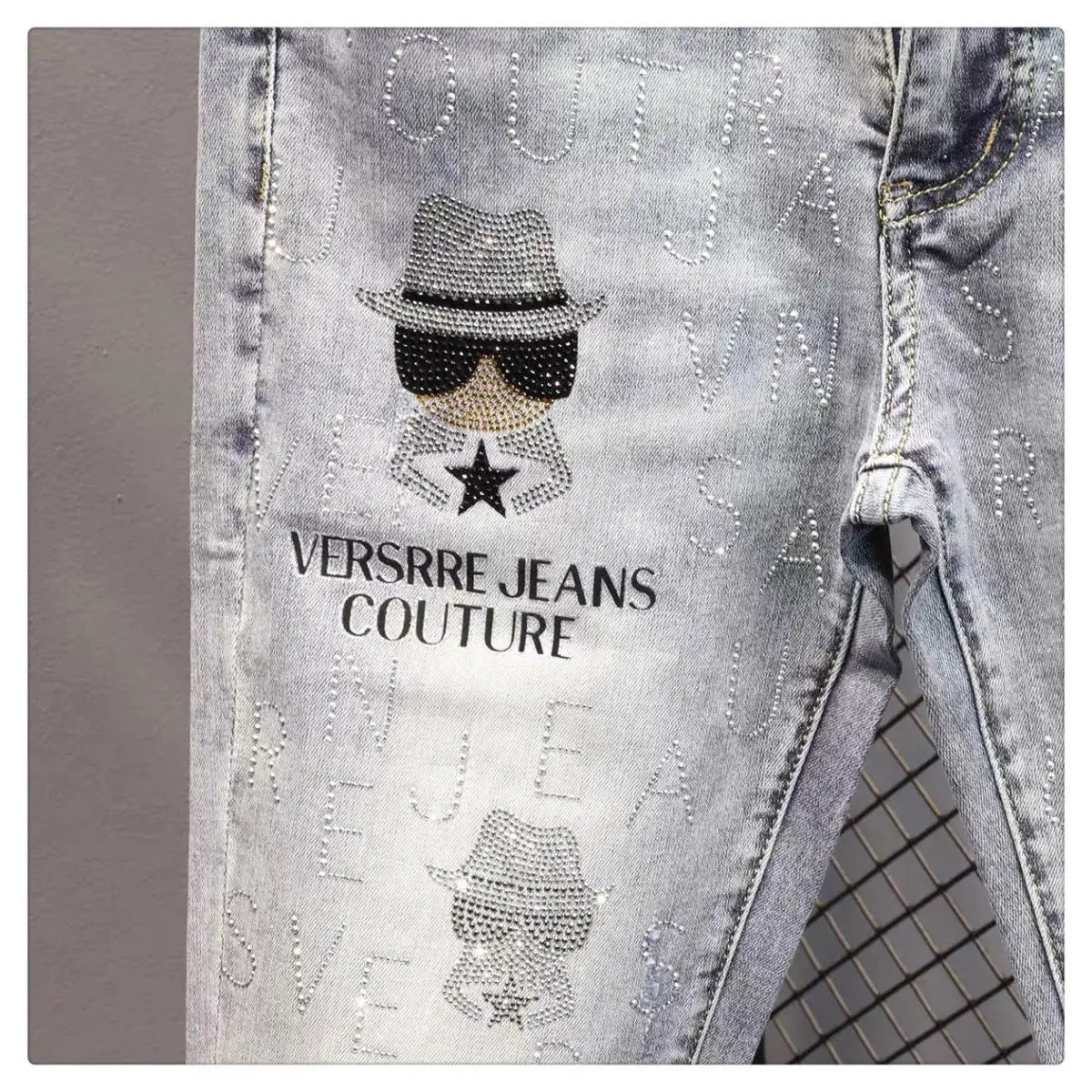New Arrival Fashion Luxury Brand Designer with Print Hip-hop Boyfriend Men's Slim Luxury Denim Jeans Pants Cowboy Pants for Men