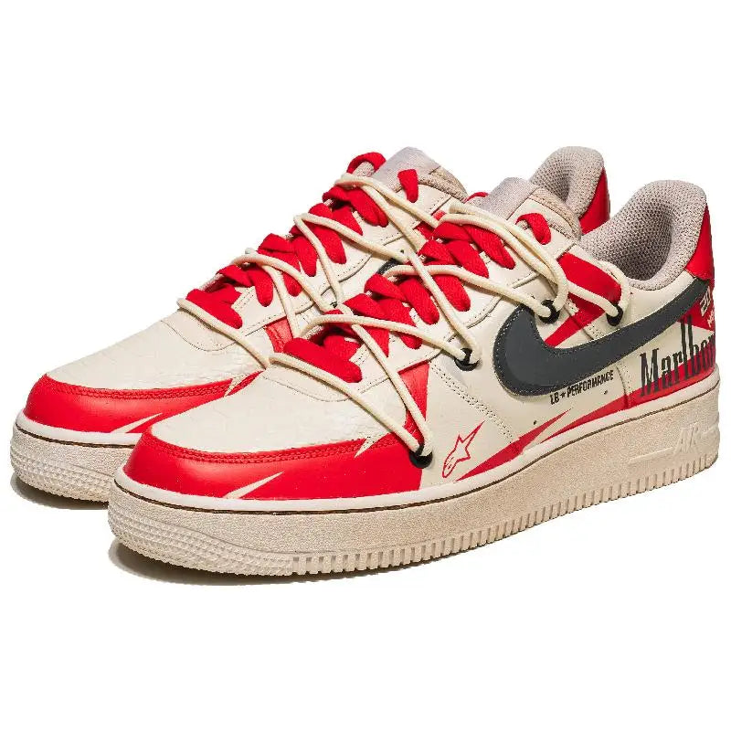 [Custom Red Melody Stage]Nike Air Force 1 Skateboard Shoes Men Low-Top Beige Red