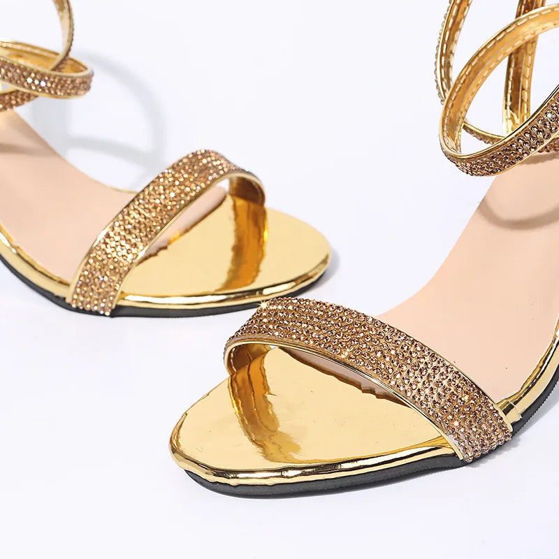 Heel Sandals Women Rhinestone Sexy Transparent High Heels Sandals Female New Summer Party Dress Shoes Ladies Pumps Plus Size 43
