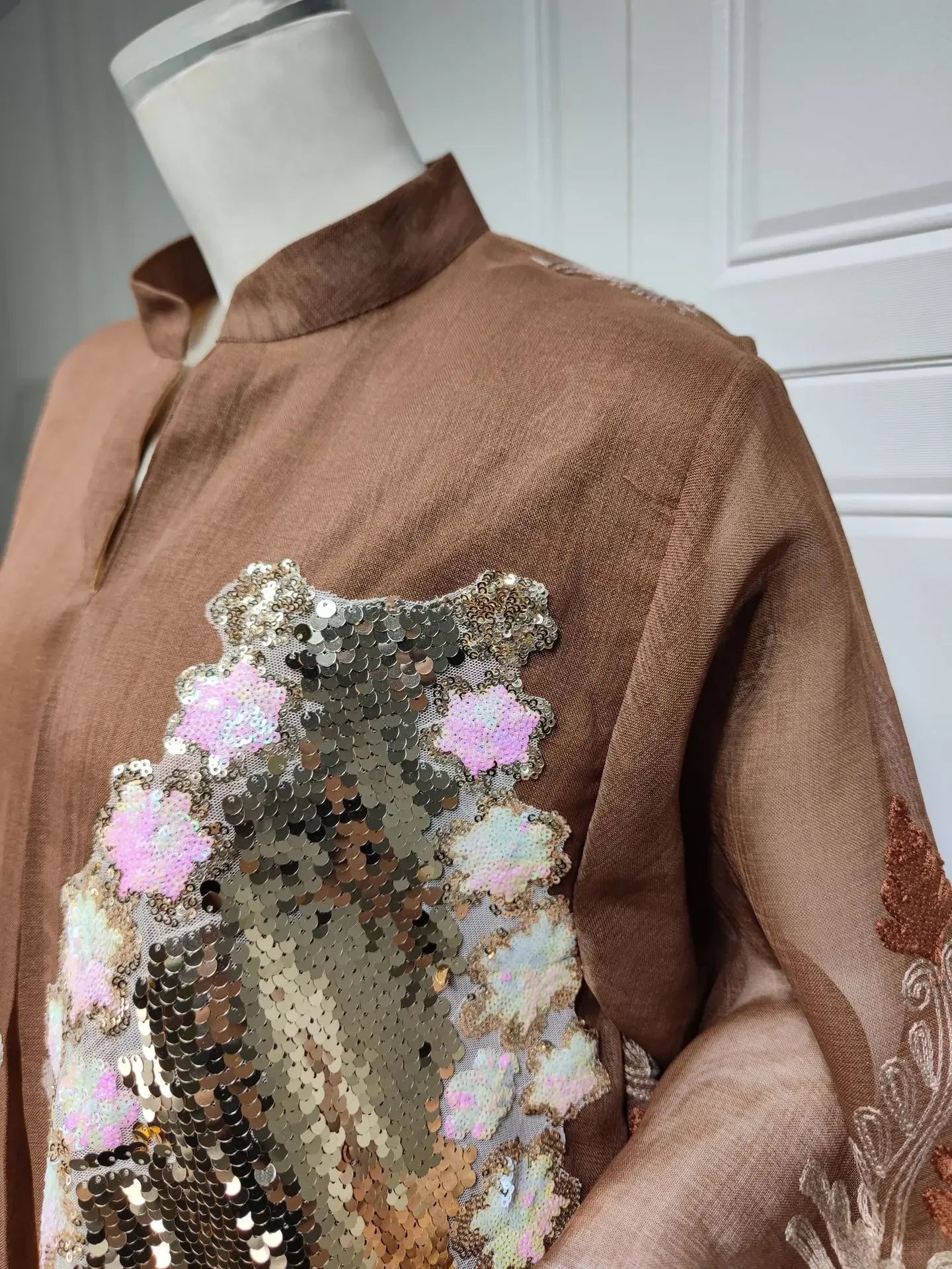 Mesh Sequins Embroidered Abaya Dress for Women Winter 2024 Middle East Arab Oman Dubai Muslim Moroccan Caftan Party Clothes Eid