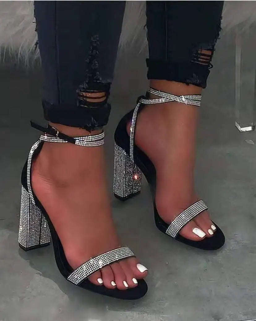 Heel Sandals Women Rhinestone Sexy Transparent High Heels Sandals Female New Summer Party Dress Shoes Ladies Pumps Plus Size 43