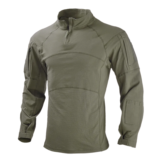 Combat Shirts 1/4 Zip Long Sleeve Tactical Shirts Breathable Outdoor Hiking Shirts Pullover Tops Hunting Clothes Wear Resistant