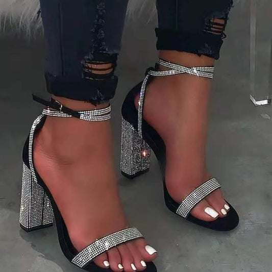 Heel Sandals Women Rhinestone Sexy Transparent High Heels Sandals Female New Summer Party Dress Shoes Ladies Pumps Plus Size 43