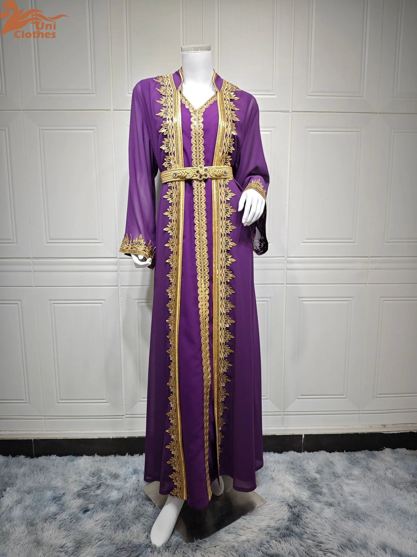 Muslim Sets Women Embroidery Evening Dress Dubai Abaya Turkey Kaftan Eid Djellaba Ramadan Morocco Caftan Jalabiya Vestido AB422