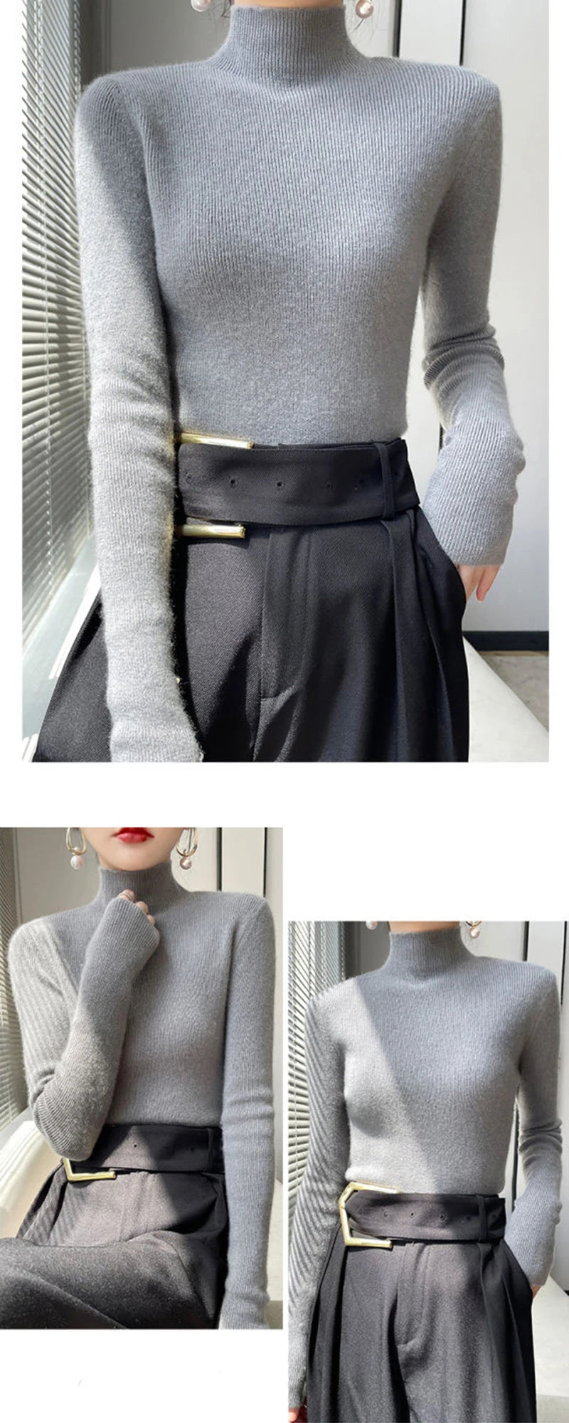 Solid Sweater Women Half Turtleneck Knitted Pullovers Harajuku Korean Thick Knitwear Autumn Winter Fashion Slim Jumpers