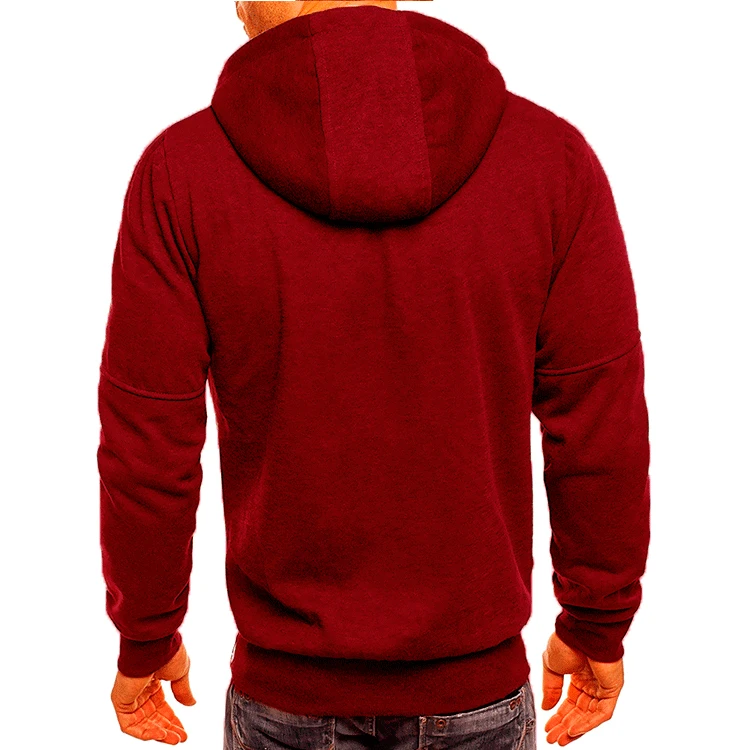 Spring Autumn New Solid Color Hooded Drawstring Long Sleeve Sweatshirts Man Fashion Zipper Pockets Street All-match Cardigan