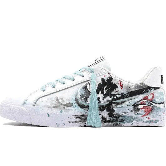【Customize】Nike Court Royale Skateboarding Shoes Unisex Low-top White/blue Sneakers shoes BQ4222-103