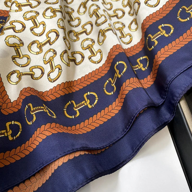 2024 New Silk Shawl Square Scarf for Women Neckerchief Female Headband Hair Wrap Print Ladies Foulard Fashion Hijab Bandana
