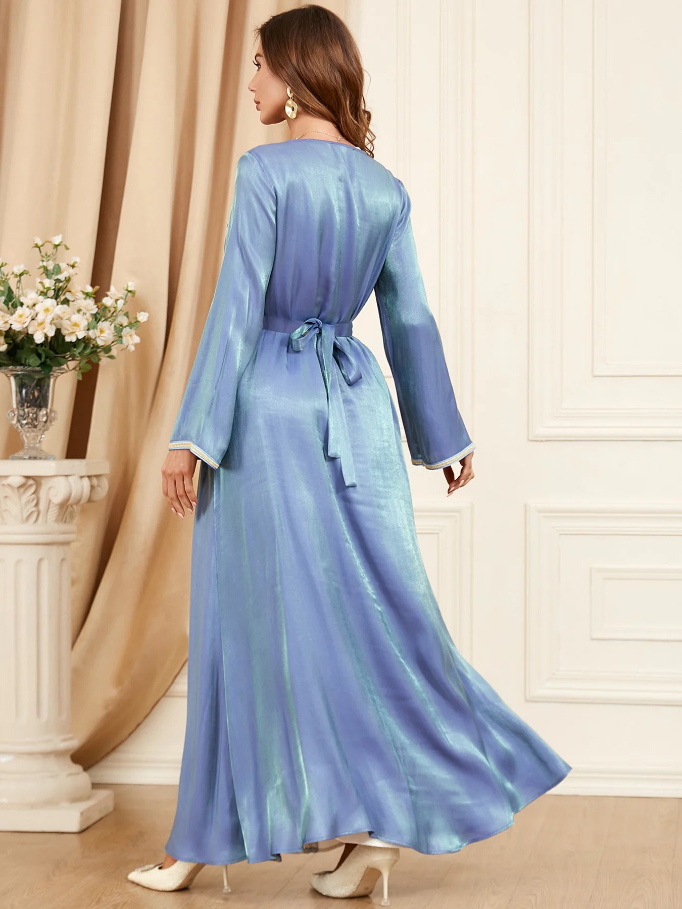 Middle East Evening Dress Set for Women, Muslim Fashion, Islamic Women's Gown, Ramadan, Dubai, Saudi Arabian, New, 2 Pcs
