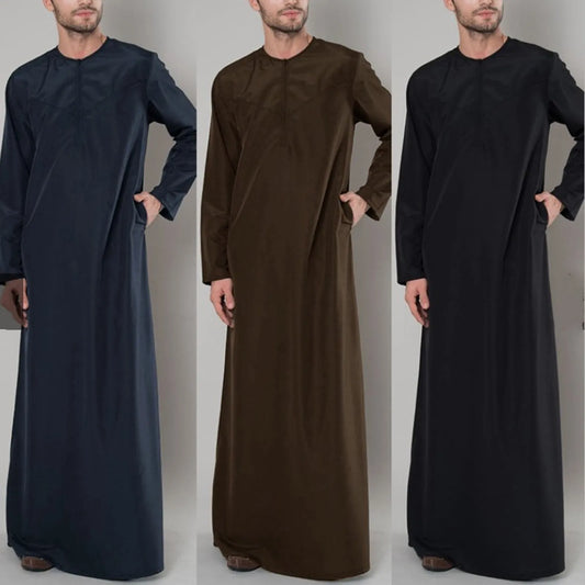 Fashion Muslim Clothing Thobe Jubba Mens Robe Long Sleeve Saudi Arab Thobe Kaftan Ropa Arabe Islamic Thobe Indian Dress Robe