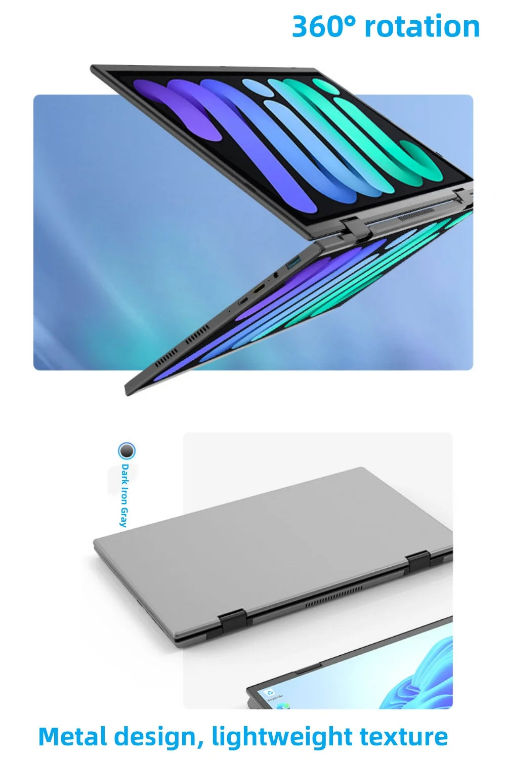 Dual Screen Laptop Intel N95 Processor 14“+14” touch Gaming Laptop DDR4 32GB 1TB 2TB SSD Notebook Computer