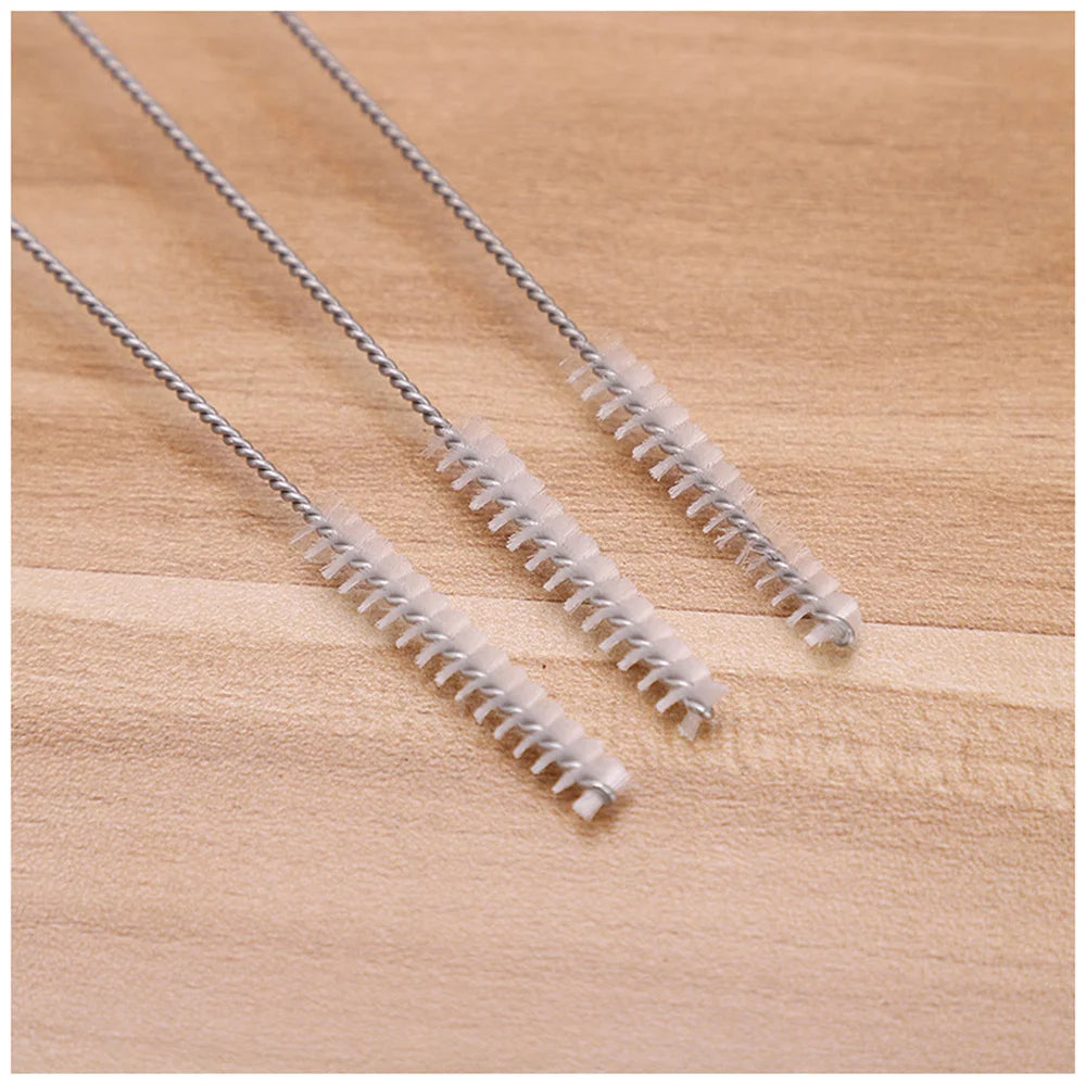 5PCS Nylon Bottle Cleaning Brush Baby Stainless Steel Long Handle Cleaning Brushes Soft Hair Straws Spiral Kitchen Cleaning Tool