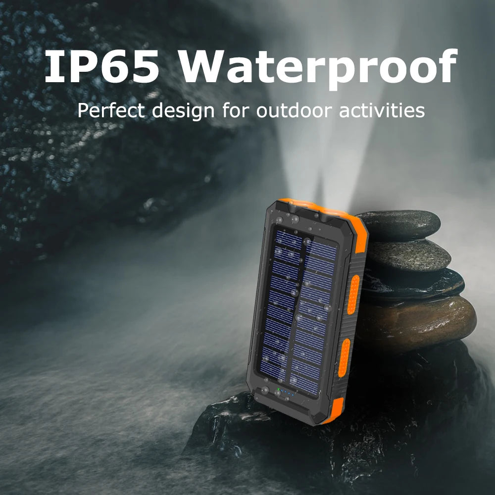 Waterproof Outdoor Solar Power Bank 20000mAh Dual USB Travel Outdoor Solar Mobile Phone Charger Solar Powerbanks For Camping
