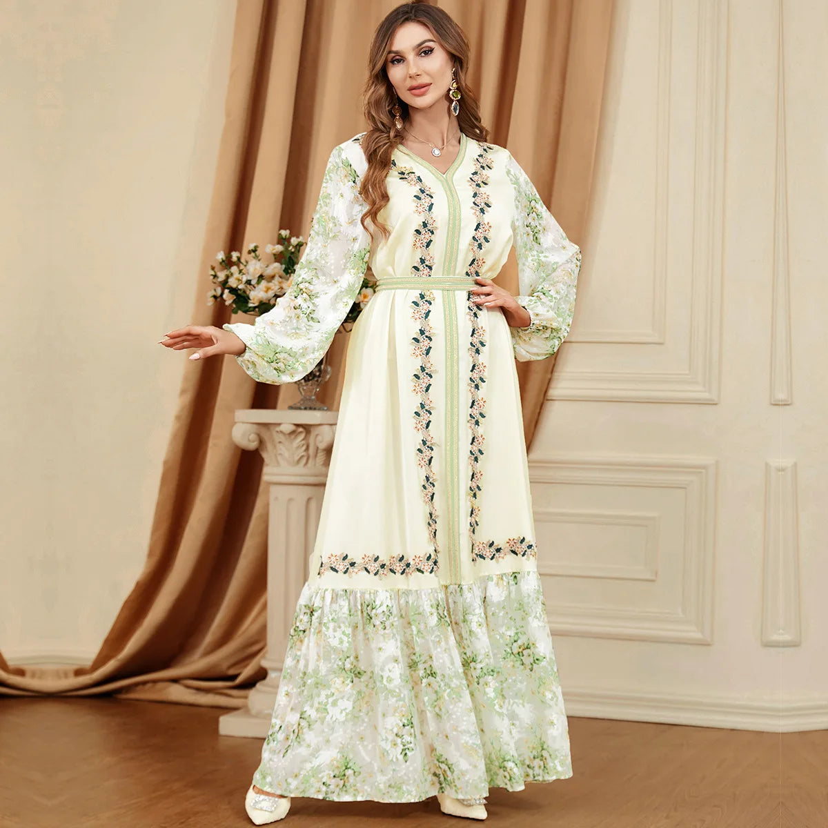 Middle East Evening Dress Set for Women, Muslim Fashion, Islamic Women's Gown, Ramadan, Dubai, Saudi Arabian, New, 2 Pcs