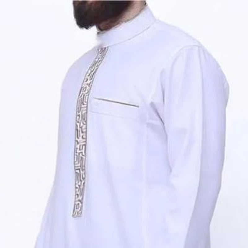2024 New Cross-border Amazon Arabic Men's Robe Wholesale European and American Muslim Printed Clothing Men's Robe