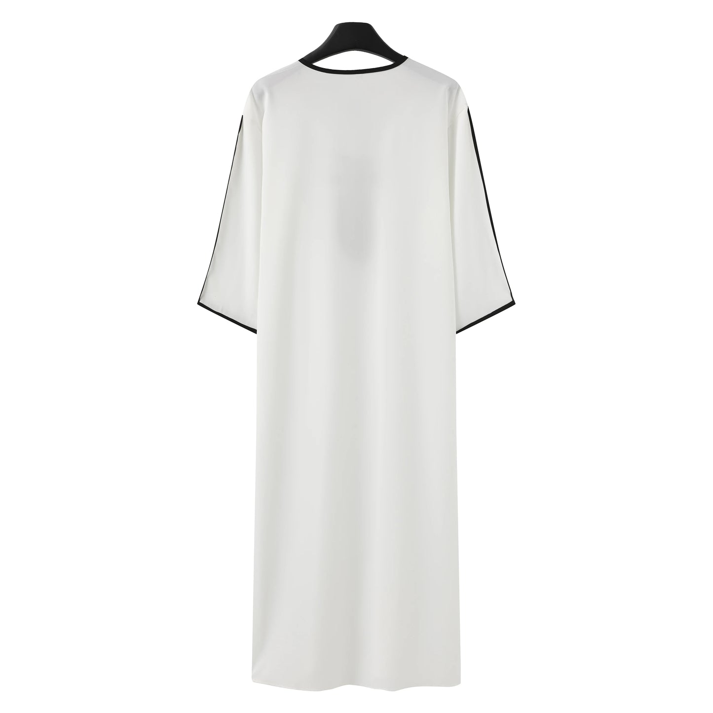 2023 Summer Caftan New Muslim Men's Black Robe Short Sleeves Embroidered Arabic Ethnic Style Men's Islamic Clothes