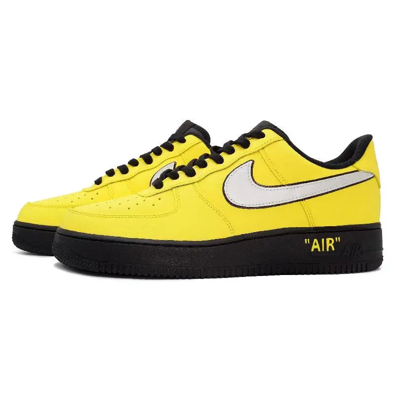 [Custom Mustard yellow for men and women]Nike Air Force 1 Wear-Resistant Low-Top Skateboard Shoes Unisex Yellow Black