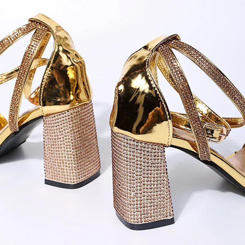 Heel Sandals Women Rhinestone Sexy Transparent High Heels Sandals Female New Summer Party Dress Shoes Ladies Pumps Plus Size 43