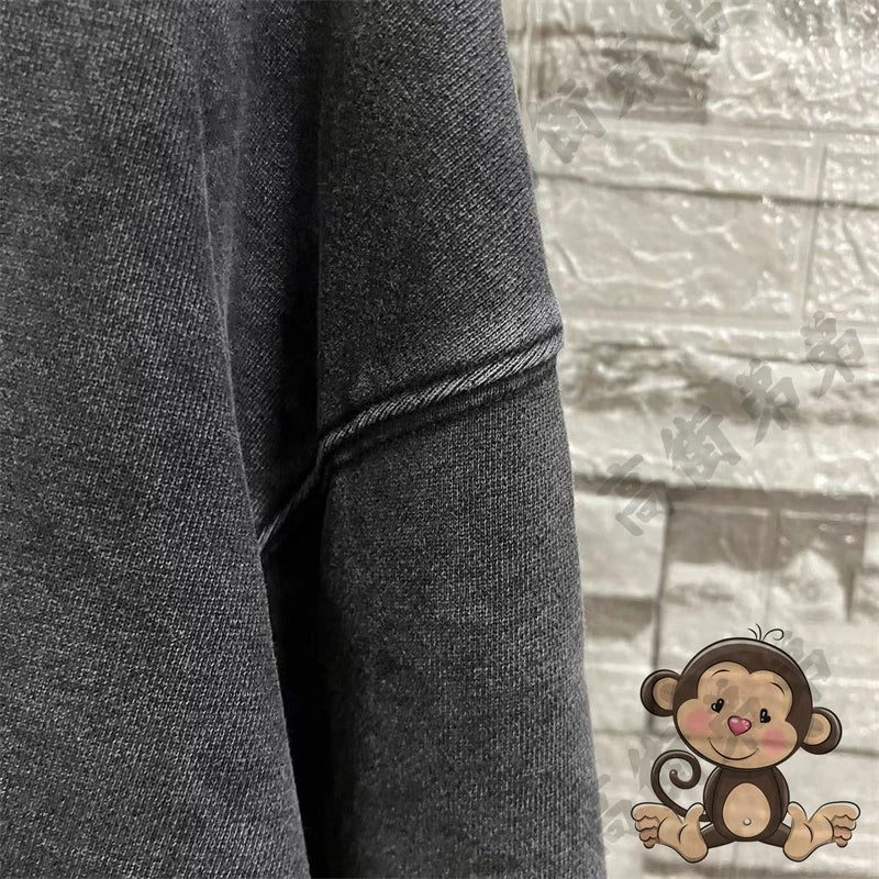 Red letter printed ERD men's hoodie retro pure cotton loose casual sportswear streetwear men
