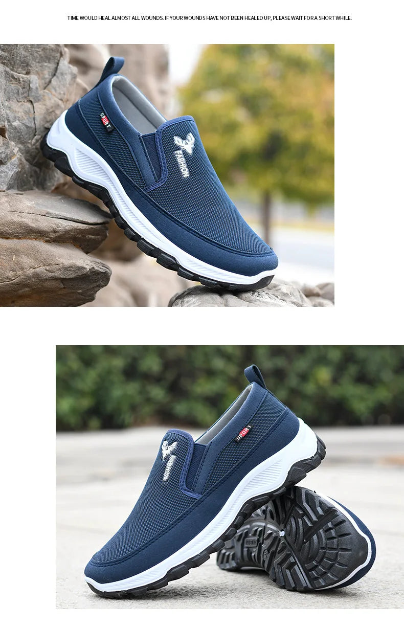 Men Running Hiking Sneakers Breathable Orthopedic Travel Plimsolls Slip On Comfortable for Outdoor Activity Hiking Walking
