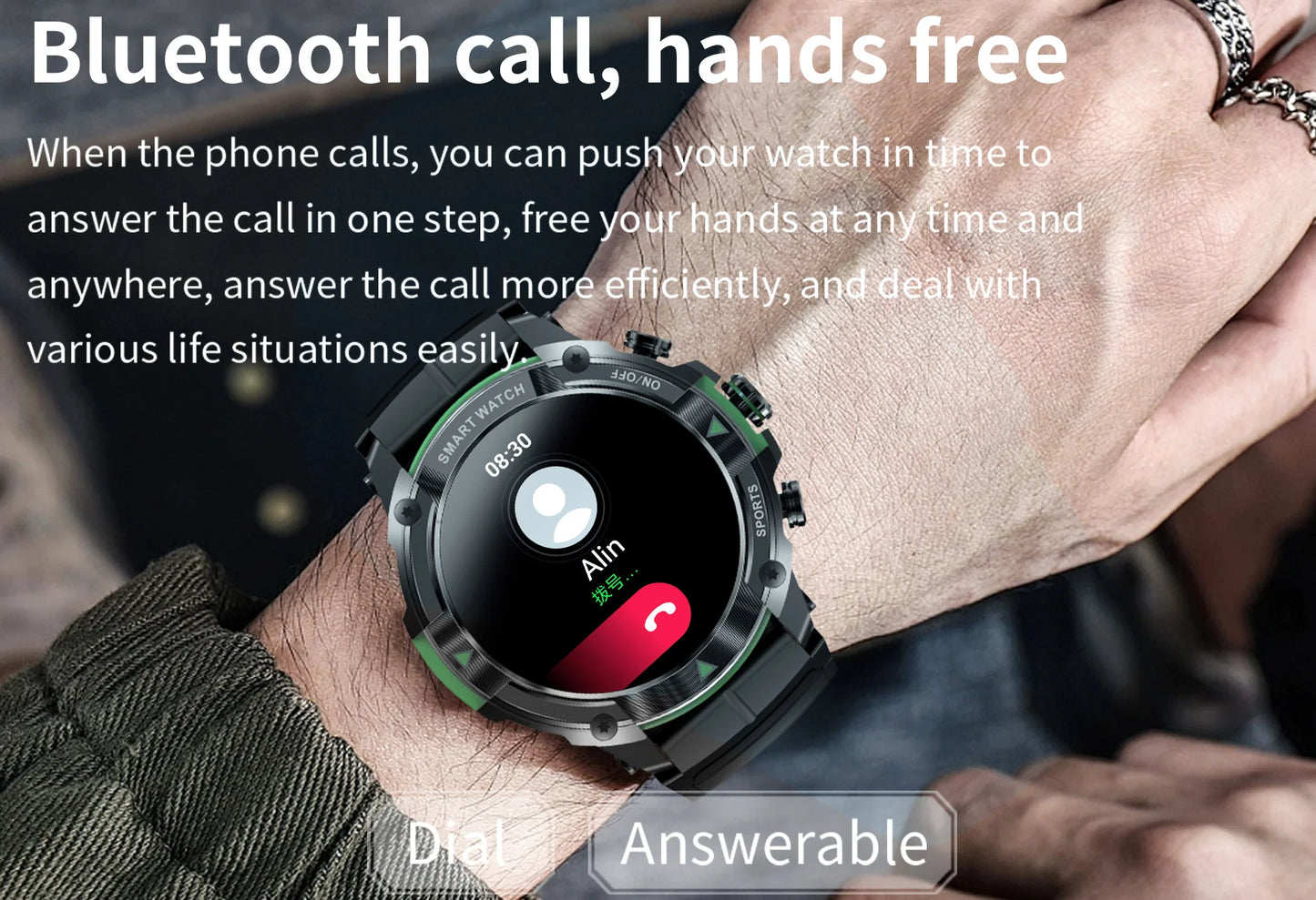 MASX MOSS Ⅱ smart watch 1.43'' AMOLED Display 420mAH bluetooth call Military-grade Toughness Waterproof Sport watch men