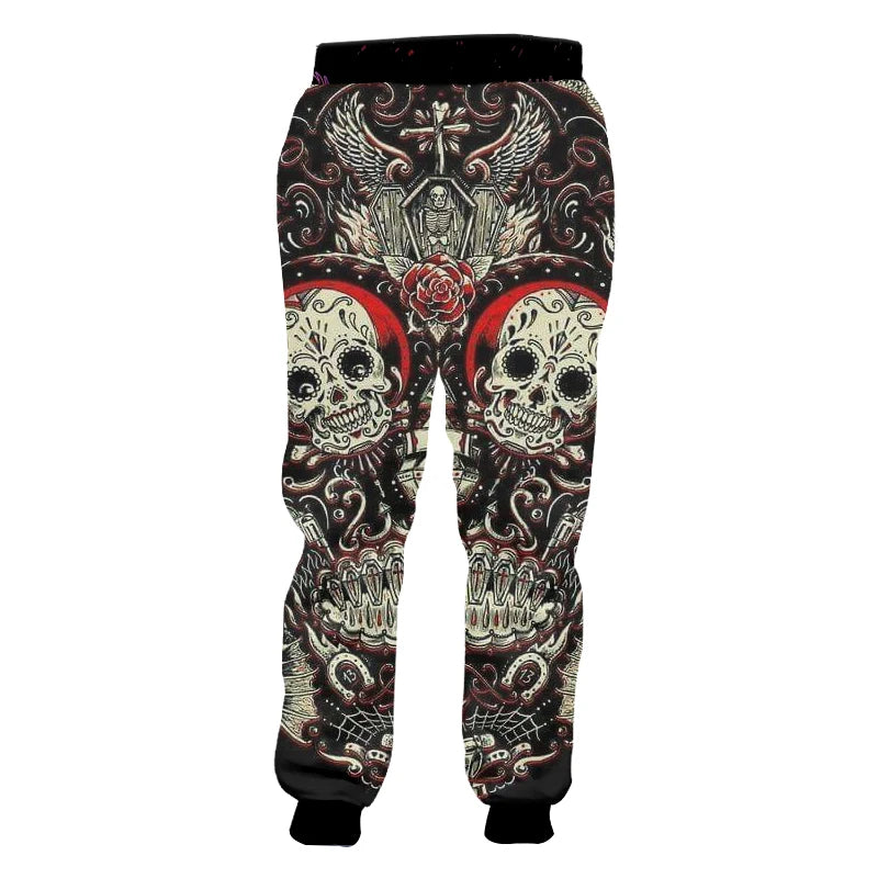 3d Print Skull Smoking Casual Y2k Pants Man Sweatpants New Cool Sweat Joggers Harem Male Full Length Hombre Hooded Golf Shirt
