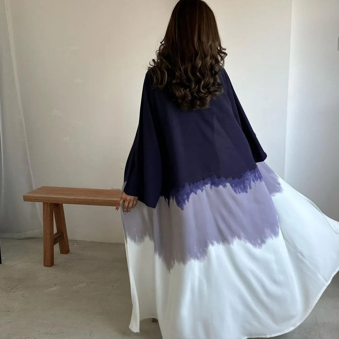 Tie-Dyed Long Dress Party Evening Robe Abaya  Women Muslim Moroccan Kaftan Ramadan Jalabiya Islam Dubai Women's Clothes